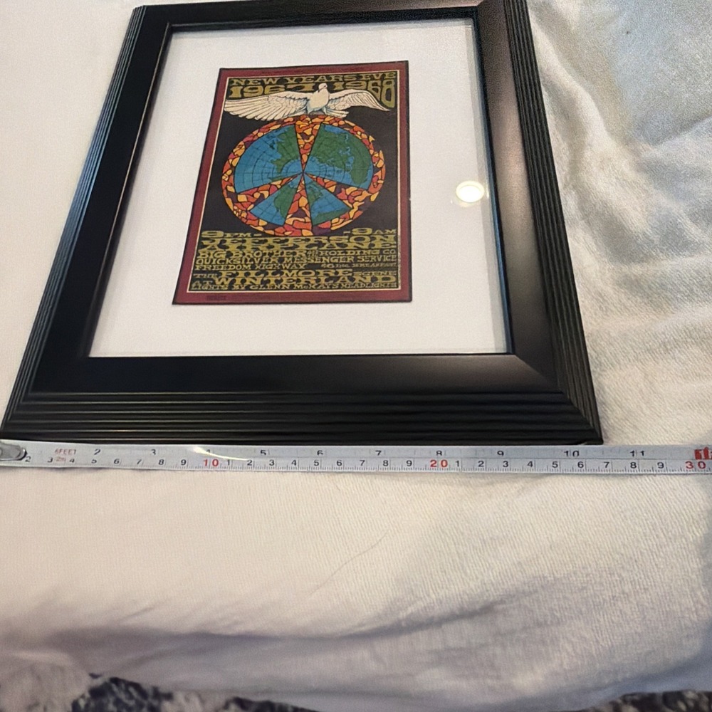 Vtg Jefferson Airplane 1967 New Years Eve Big Brother Framed Postcard - Picture 6 of 8